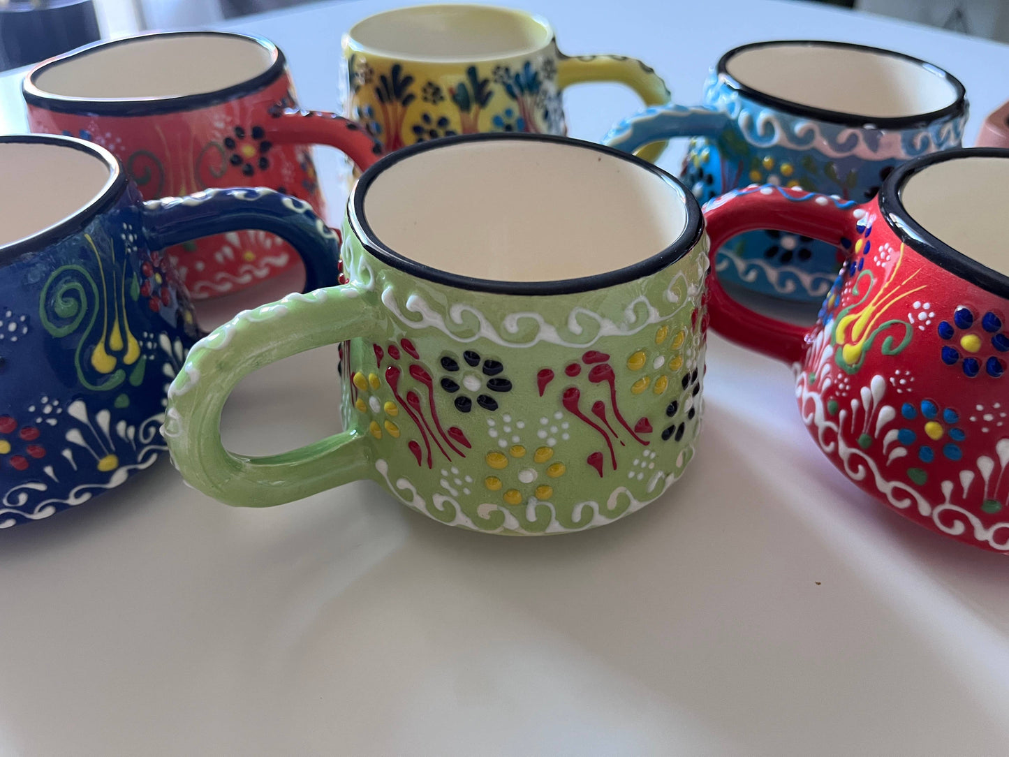 Colorful Hand-Painted Turkish Tea and Espresso Cup