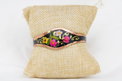 Floral Painted Copper Bracelet