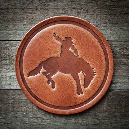 Bucking Bronco Leather Coaster