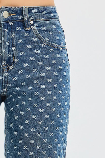 High Rise Ribbon Embroidered Jeans
