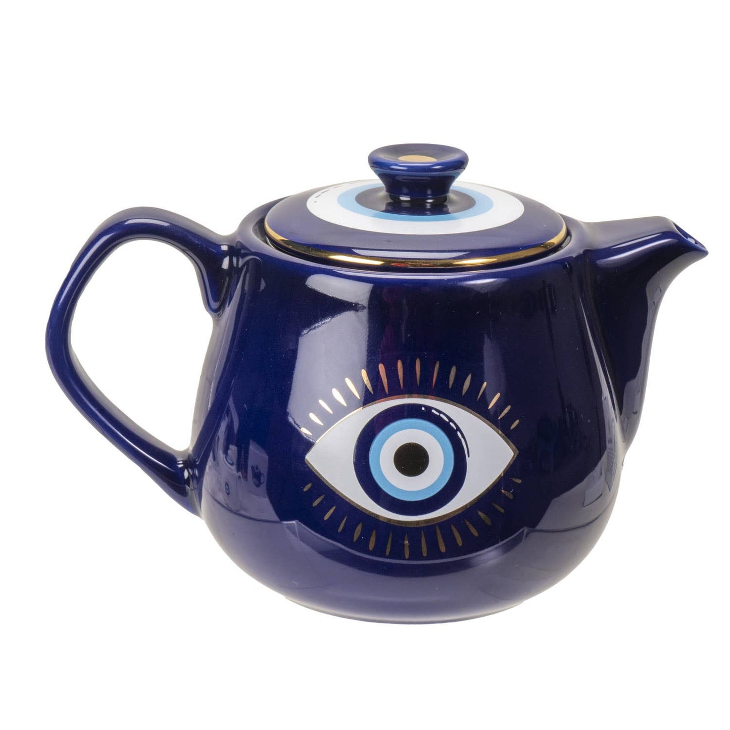 All Seeing Eye Teapot with Strainer Blue