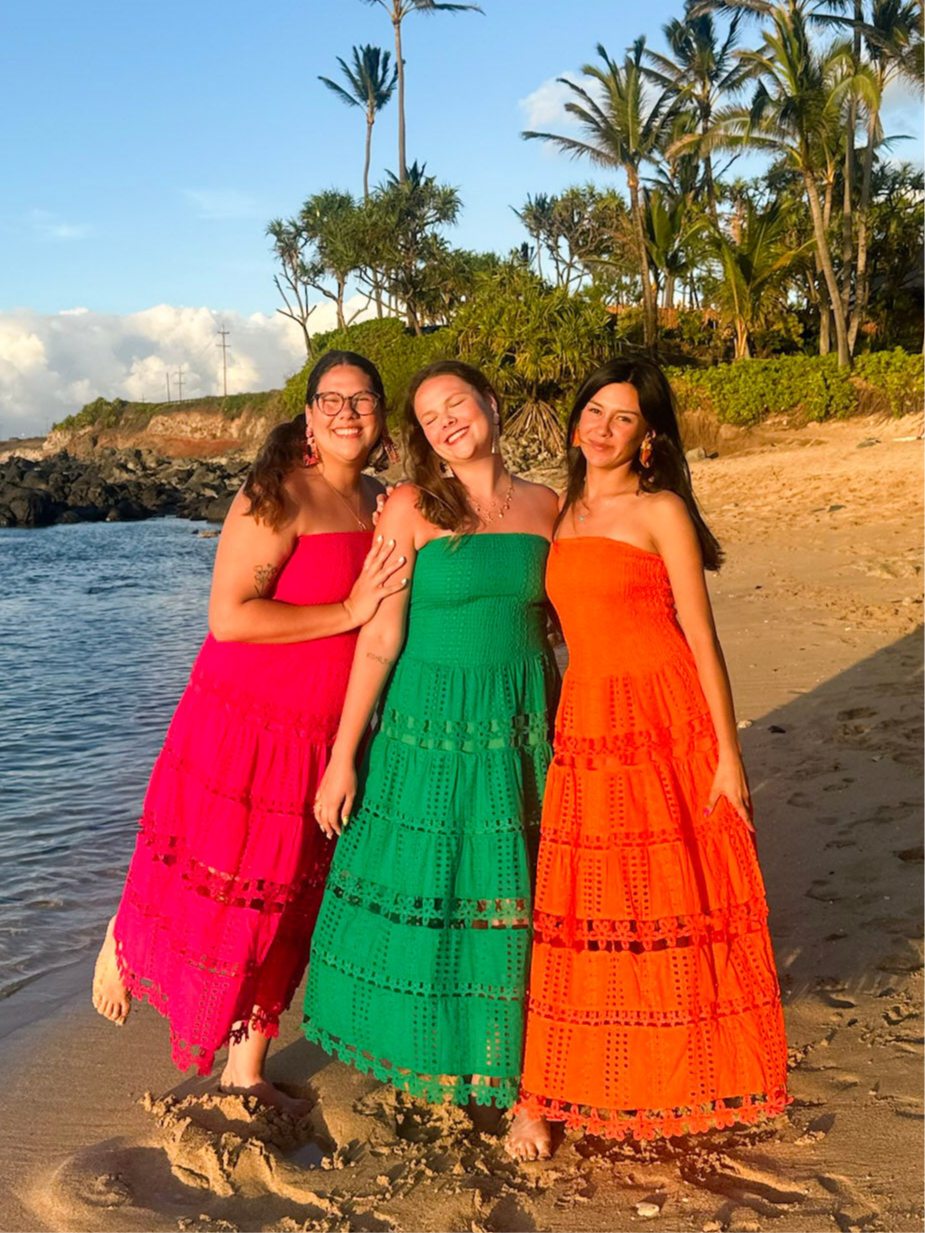 Eyelet Strapless Maxi Dress