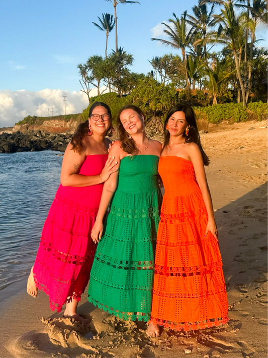 Eyelet Strapless Maxi Dress