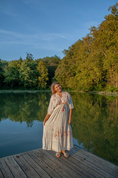 Paisley Embroidered Long Dress