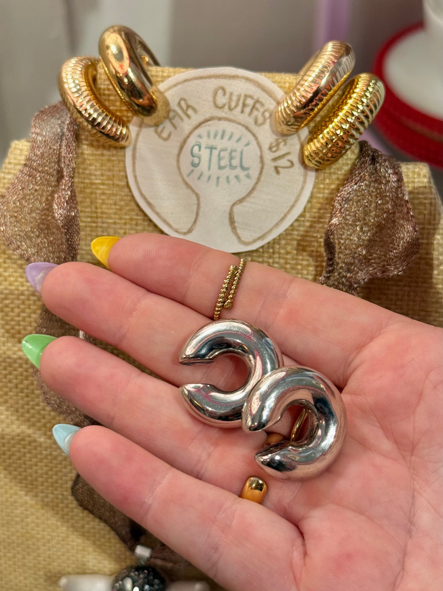 Metallic steel ear cuffs