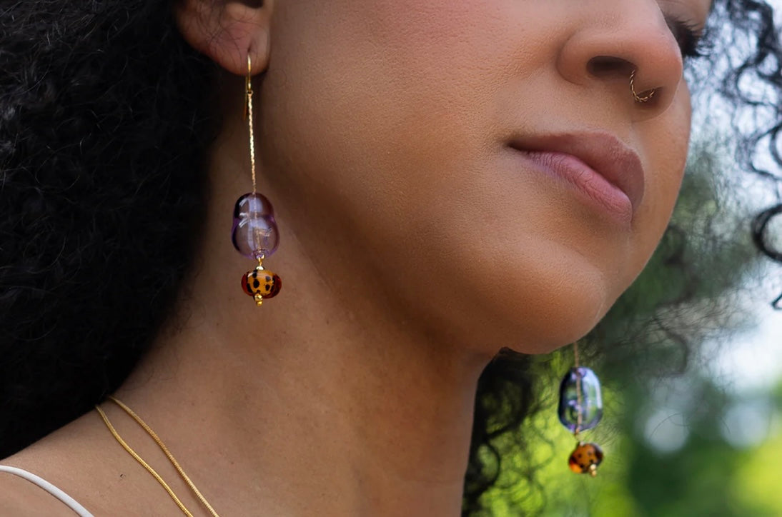 Lilac Glass Dangle Earrings
