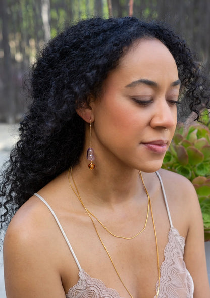 Lilac Glass Dangle Earrings