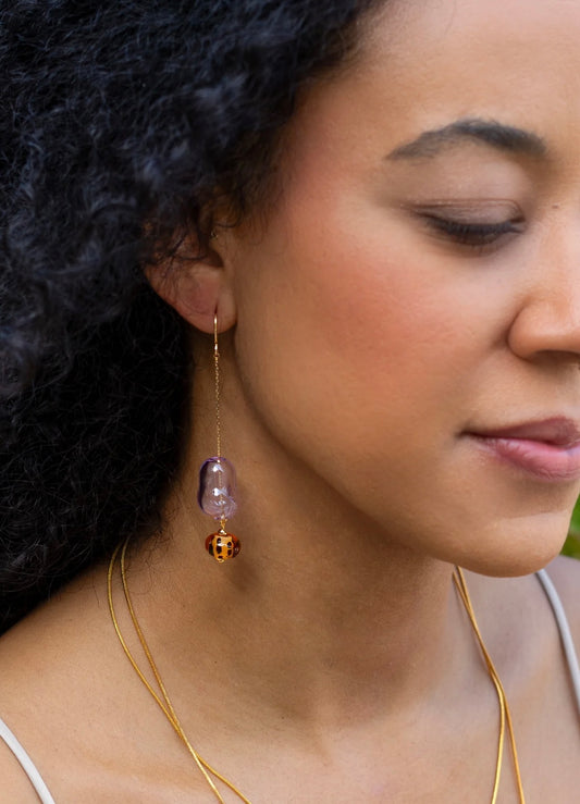 Lilac Glass Dangle Earrings