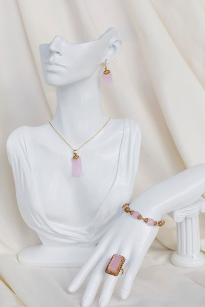 Pink Tourmaline Gold Plated Genuine Silver Necklace