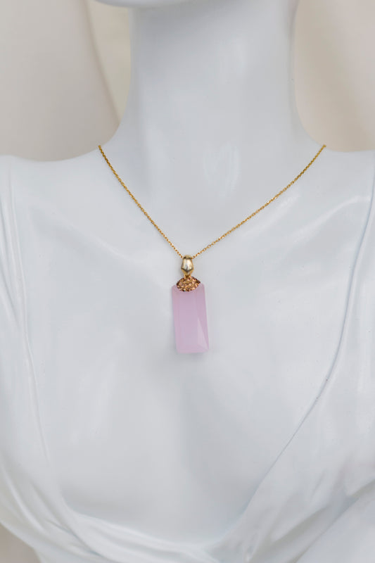 Pink Tourmaline Gold Plated Genuine Silver Necklace