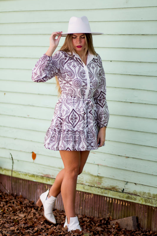 Brown Patterned Dress