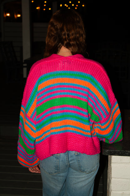 Striped Colorful Cropped Cardigan
