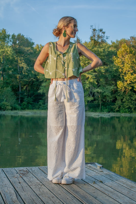 Green Embroidered Vest