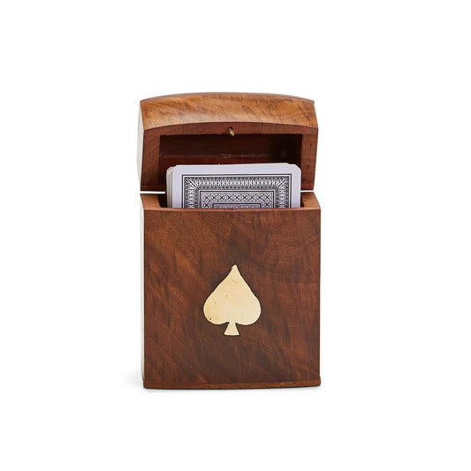 Wood Crafted Box with Playing Cards Set