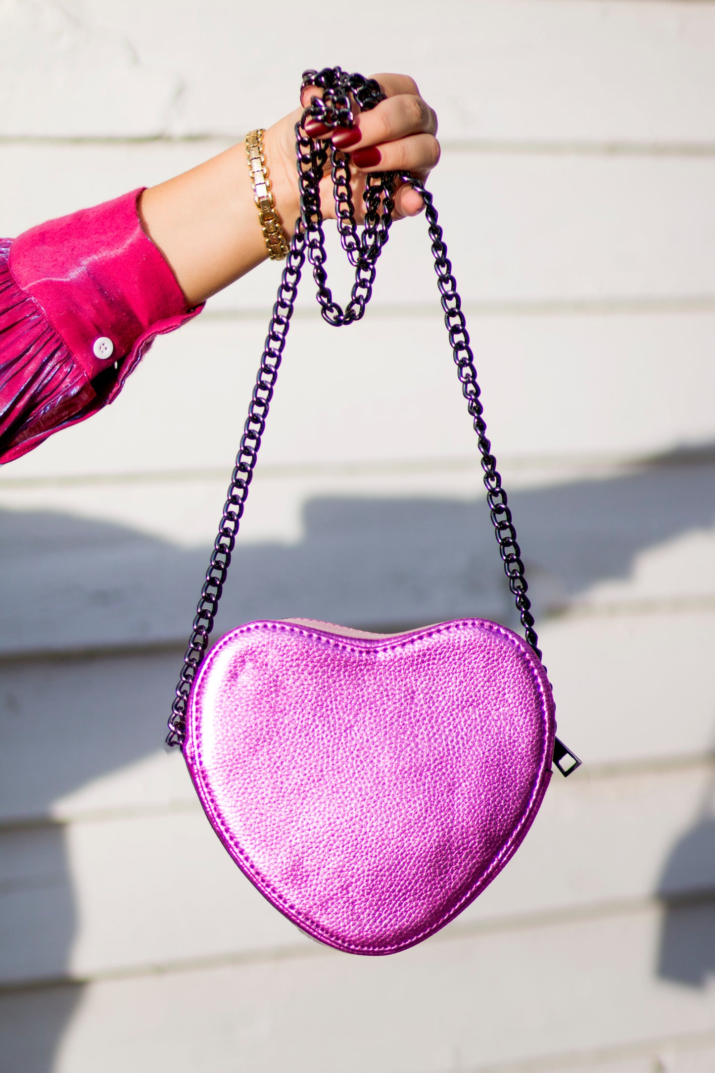 Heart Metallic Crossbody Purse Bag