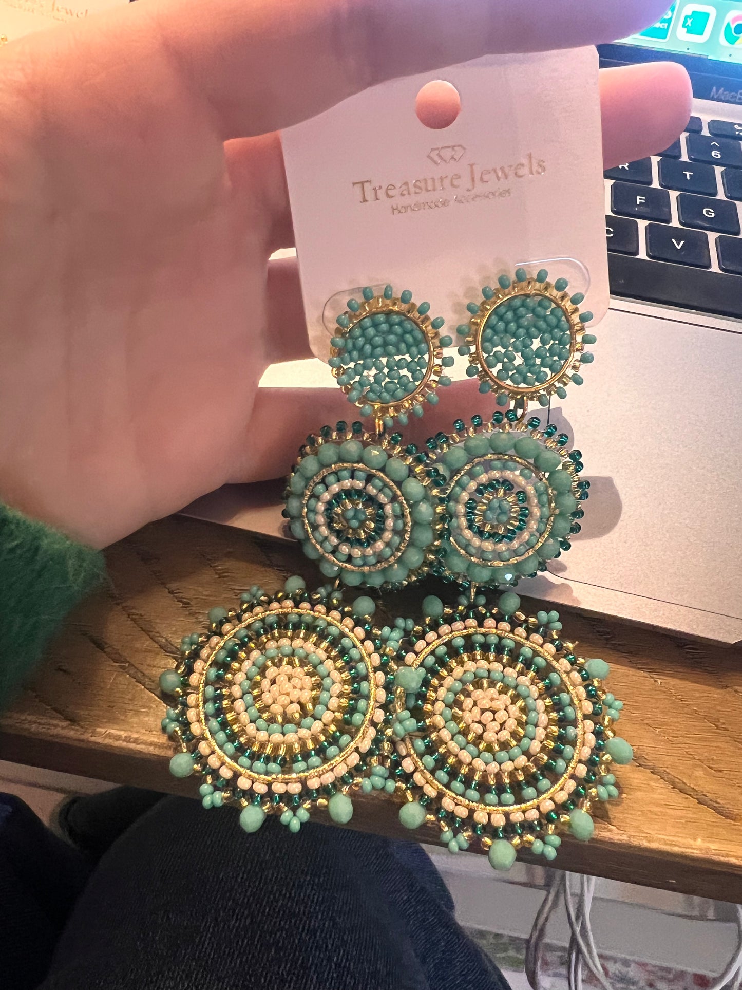Hand-Beaded Circle Earrings
