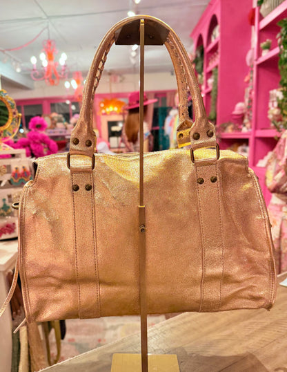 Handmade Genuine Italian Leather Metallic Rose Gold Purse
