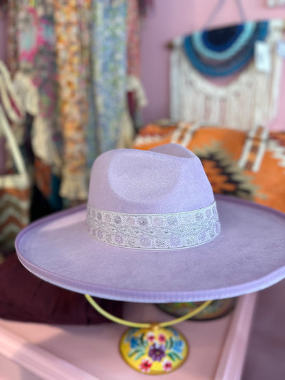 Wide Brim Hat With Patterned Band