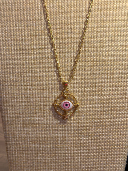 Watchful Eye Pendant Gold Plated Necklace