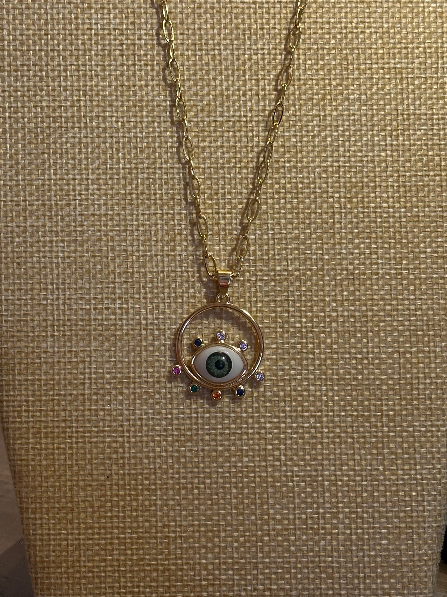 Watchful Eye Pendant Gold Plated Necklace