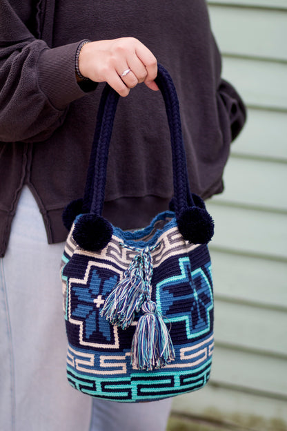 Authentic Wayuu Pom-Pom Bucket Bag