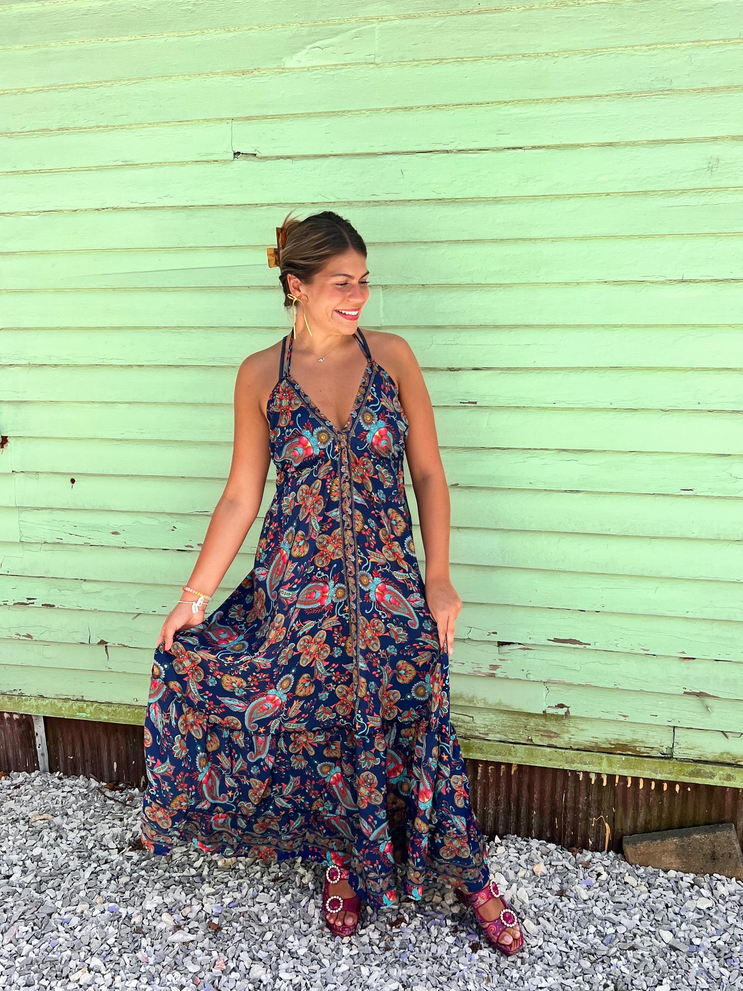 Indian Inspired Halter Maxi Dress
