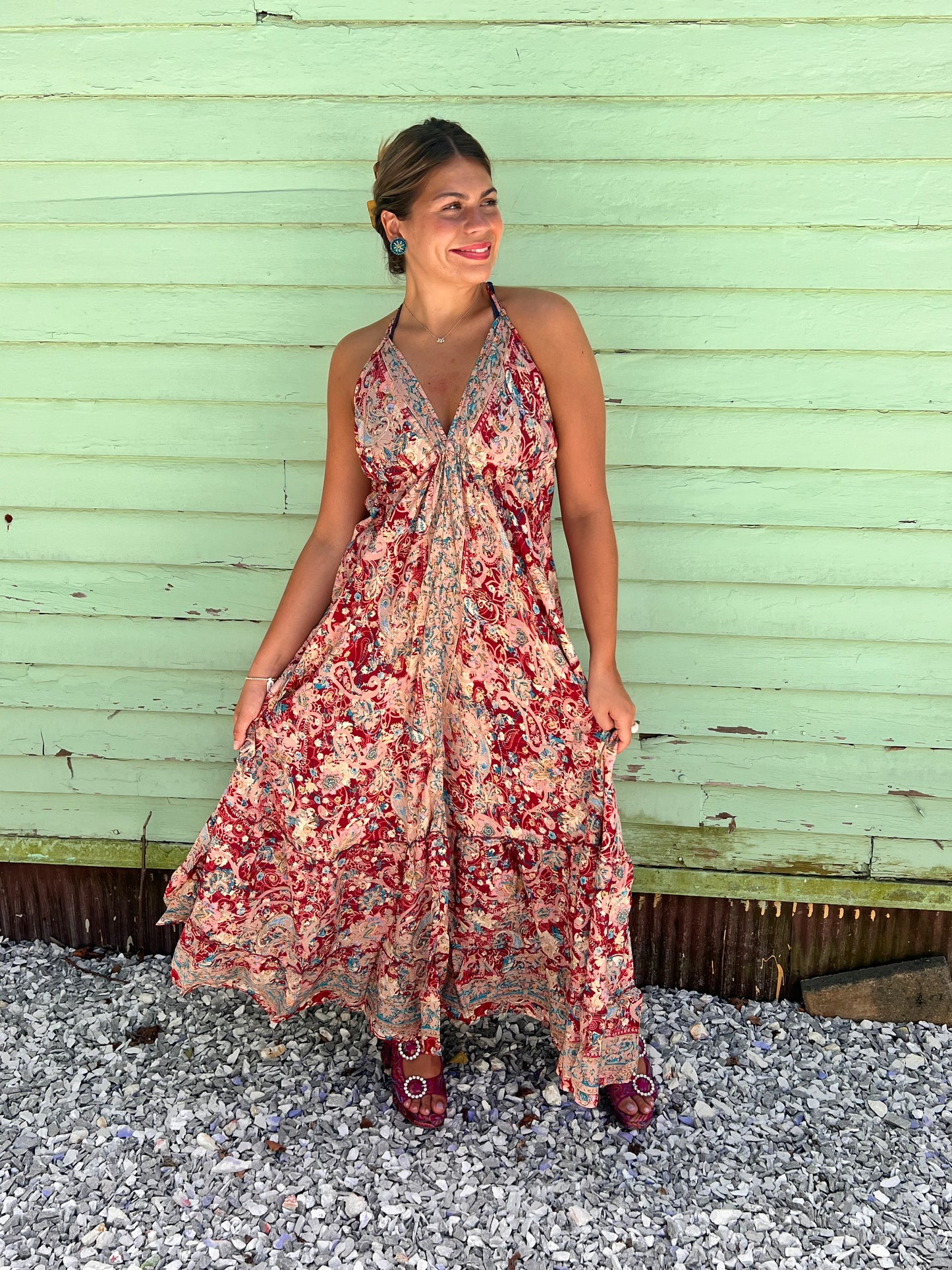 Indian Inspired Halter Maxi Dress