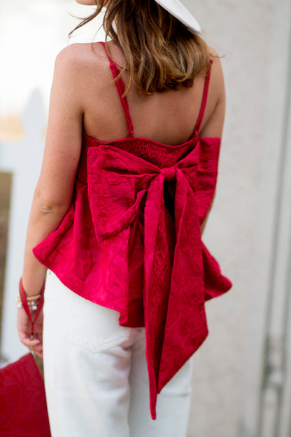 Red top with Bow on Back