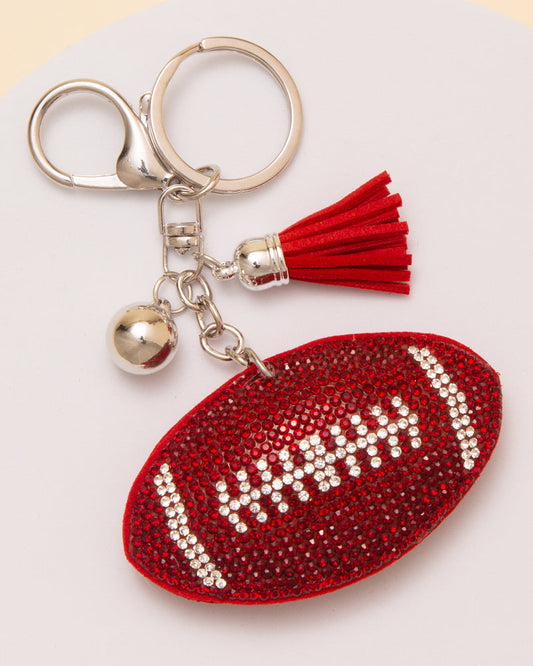 Rhinestone Football with Tassel Keychain