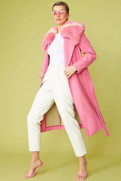 Pink Poodle Eco Leather Trench Coat