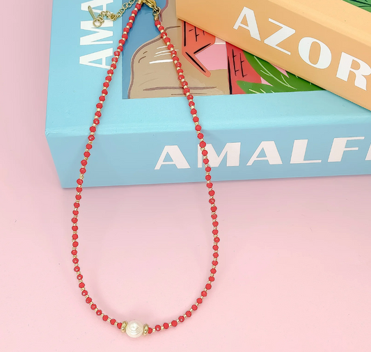 Razorback Red Beaded Necklace