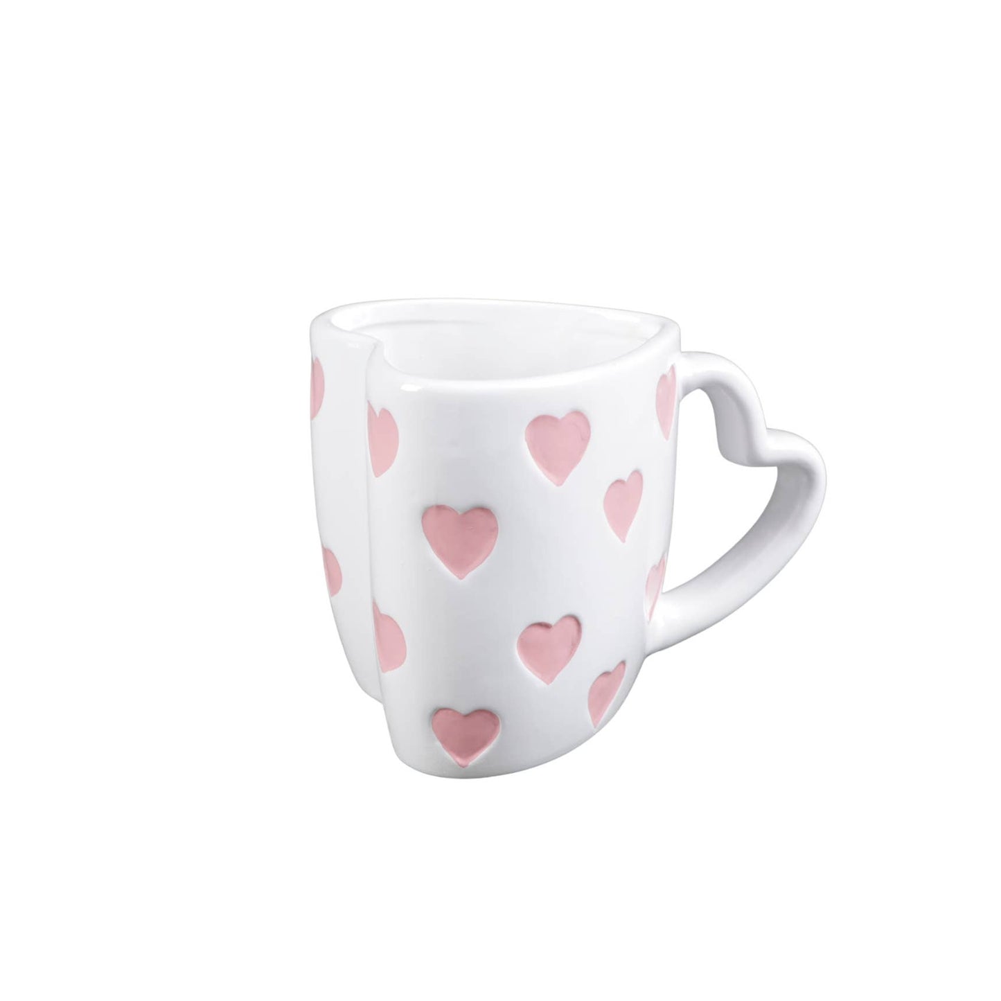 18 oz Ceramic Mug Heart Shaped Mug with Small Pink Hearts