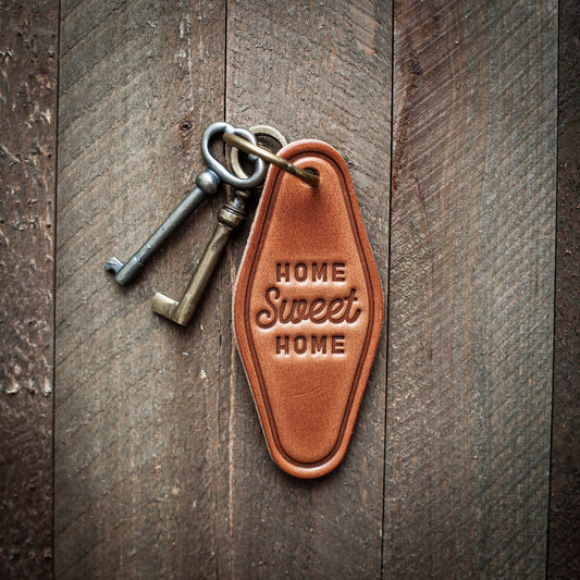 Home Sweet Home Leather Keychain Motel Style