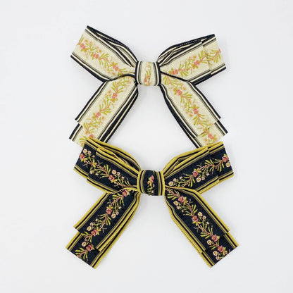 Parisian Embroidered Bow Barrette