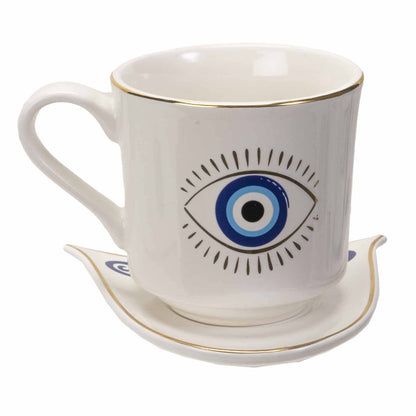 All Seeing Eye Cup and Saucer Set White