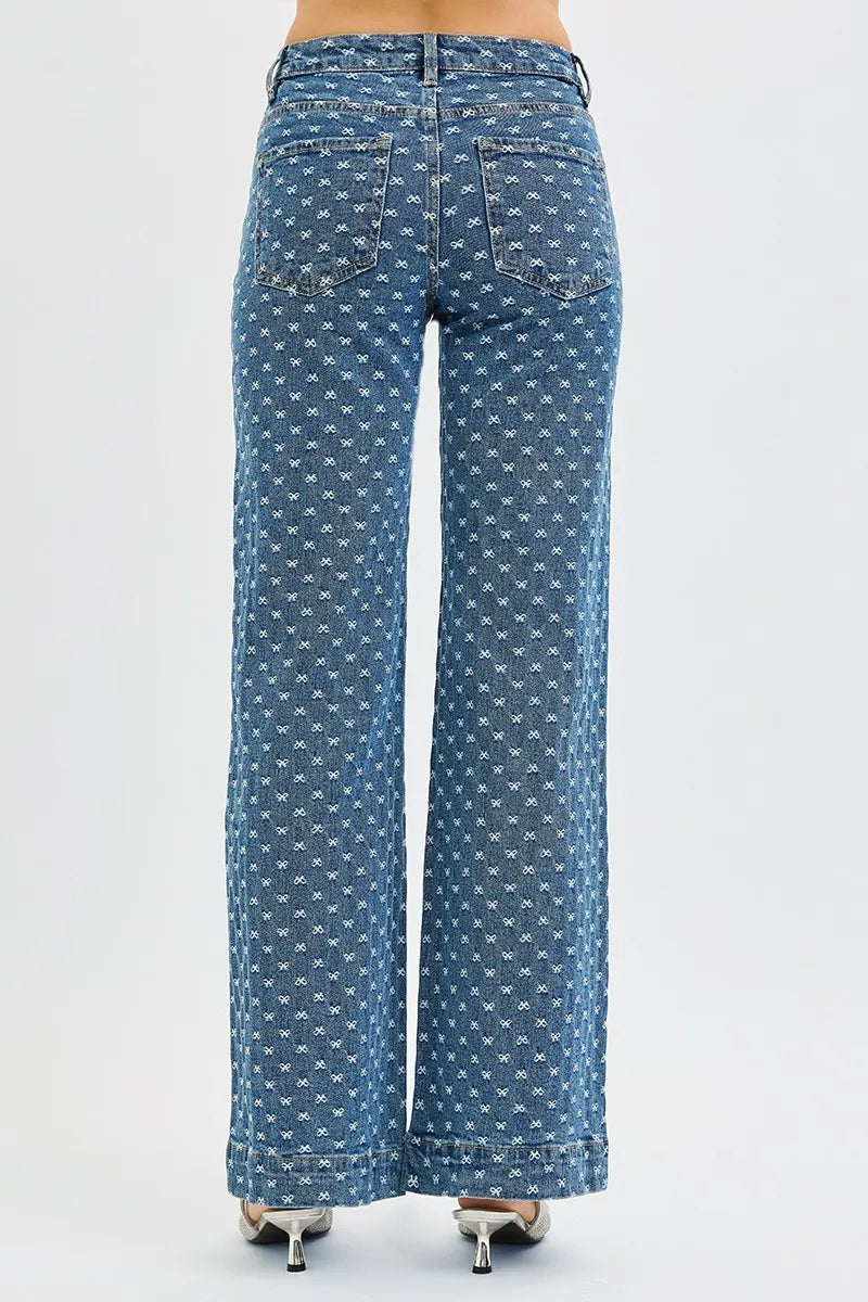 High Rise Ribbon Embroidered Jeans