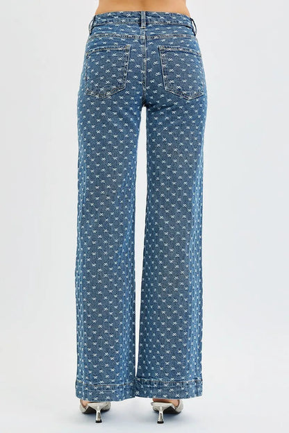High Rise Ribbon Embroidered Jeans
