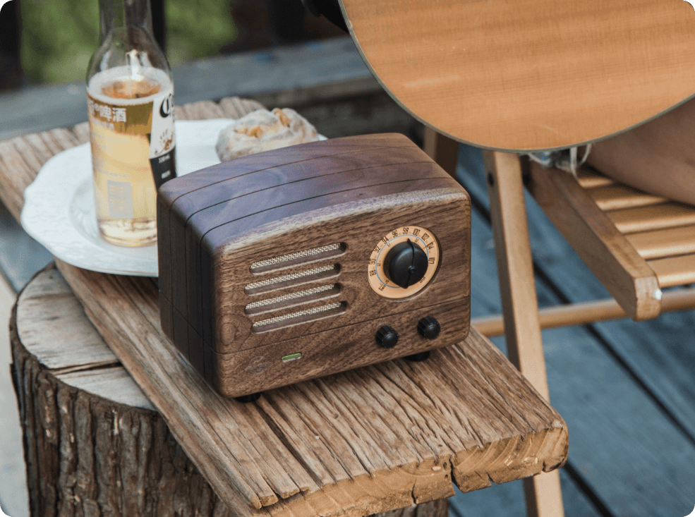 Wood Retro FM Radio and Bluetooth Speaker