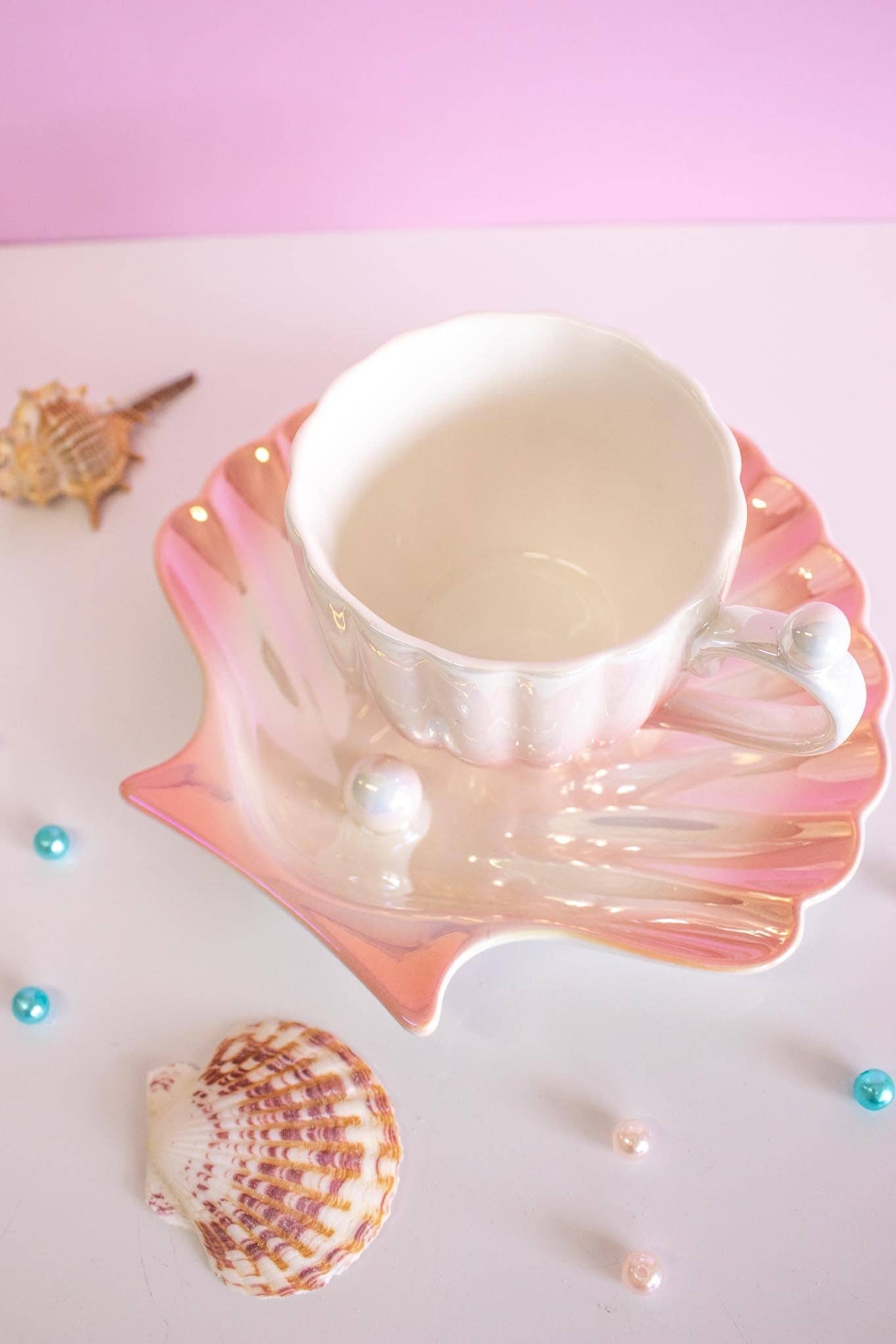 2pc SET Seashell cup & saucer