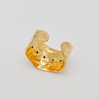 Colorful Zircon Stainless Steel 18K Gold Plated Wide Ring