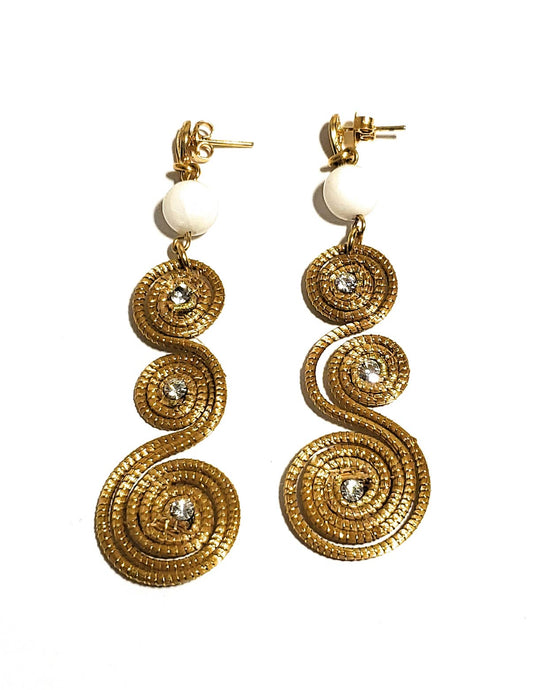 3 Swirl Golden Grass Earrings