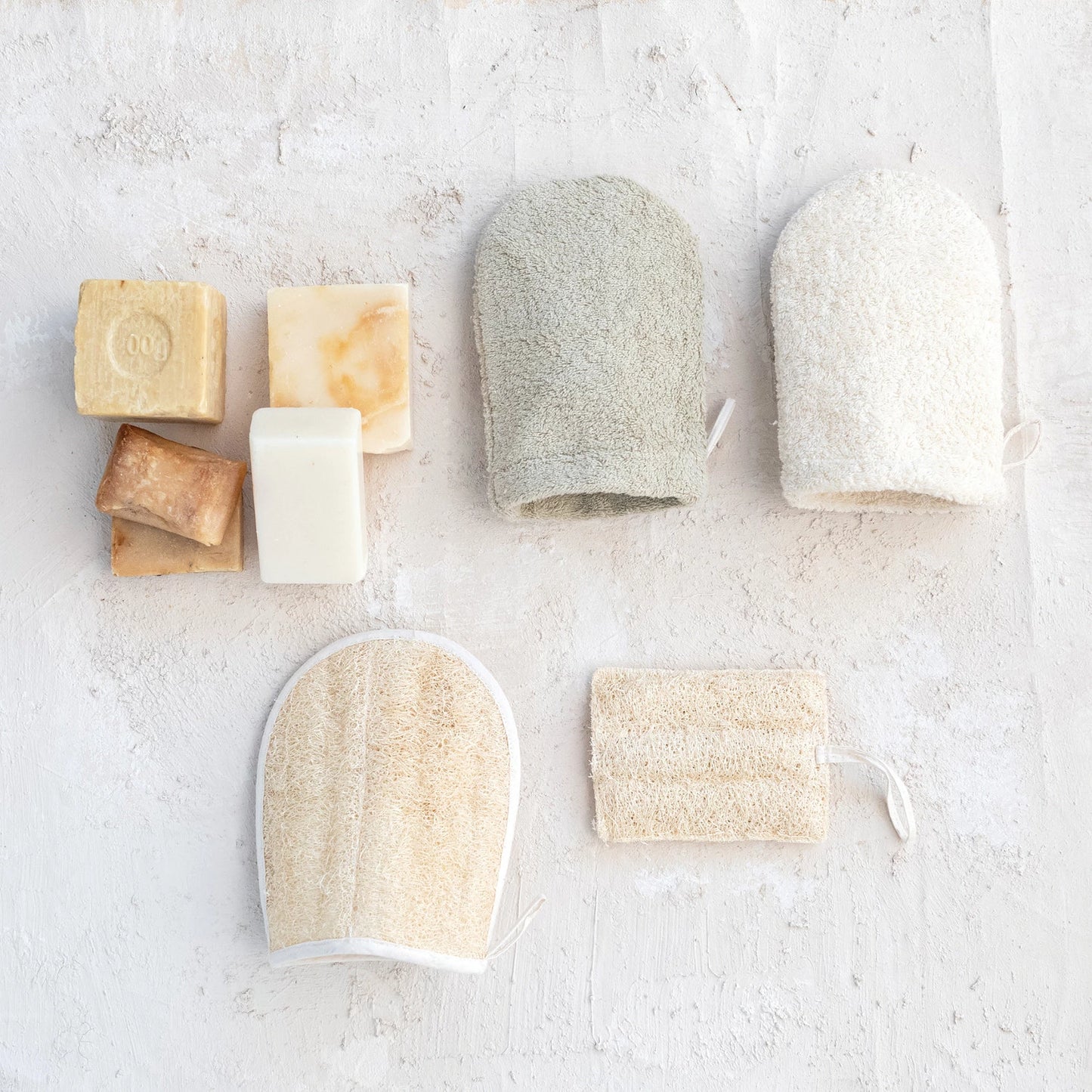 Terrycloth Natural Loofah Shower Mitt