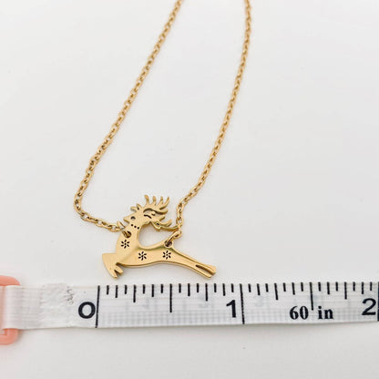 Gold Plated Reindeer Necklace