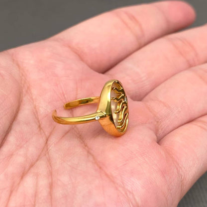 Inlaid Shell 18K Gold Plated Stainless Steel Sun Ring