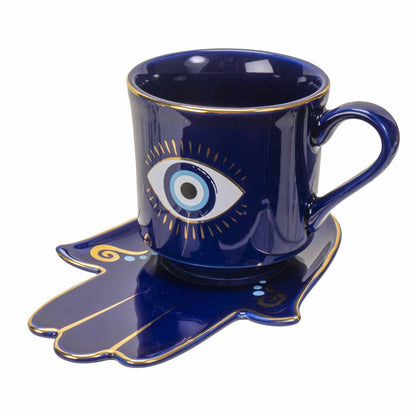 All Seeing Eye Cup and Saucer Set Blue