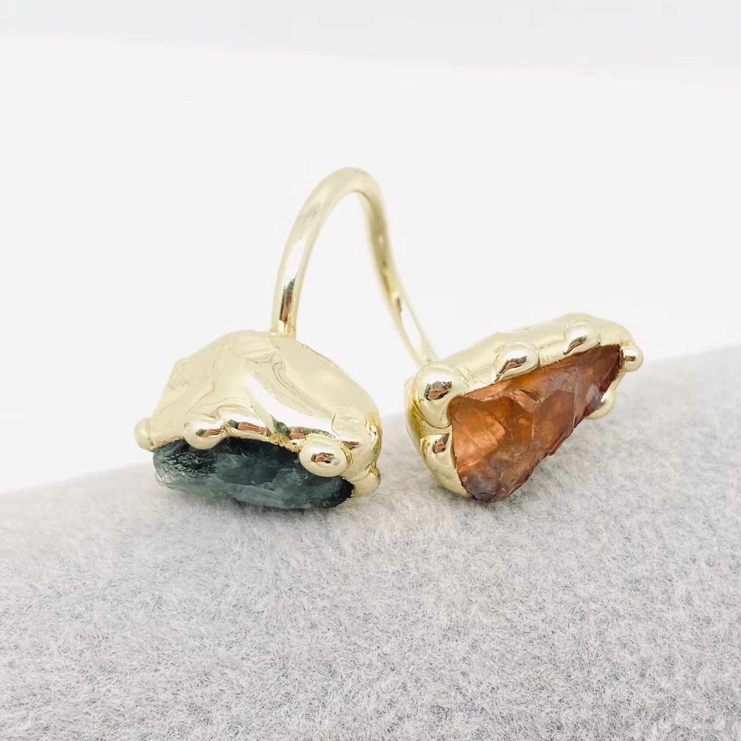 Double Color Fluorite Crystal Adjustable Ring - CS