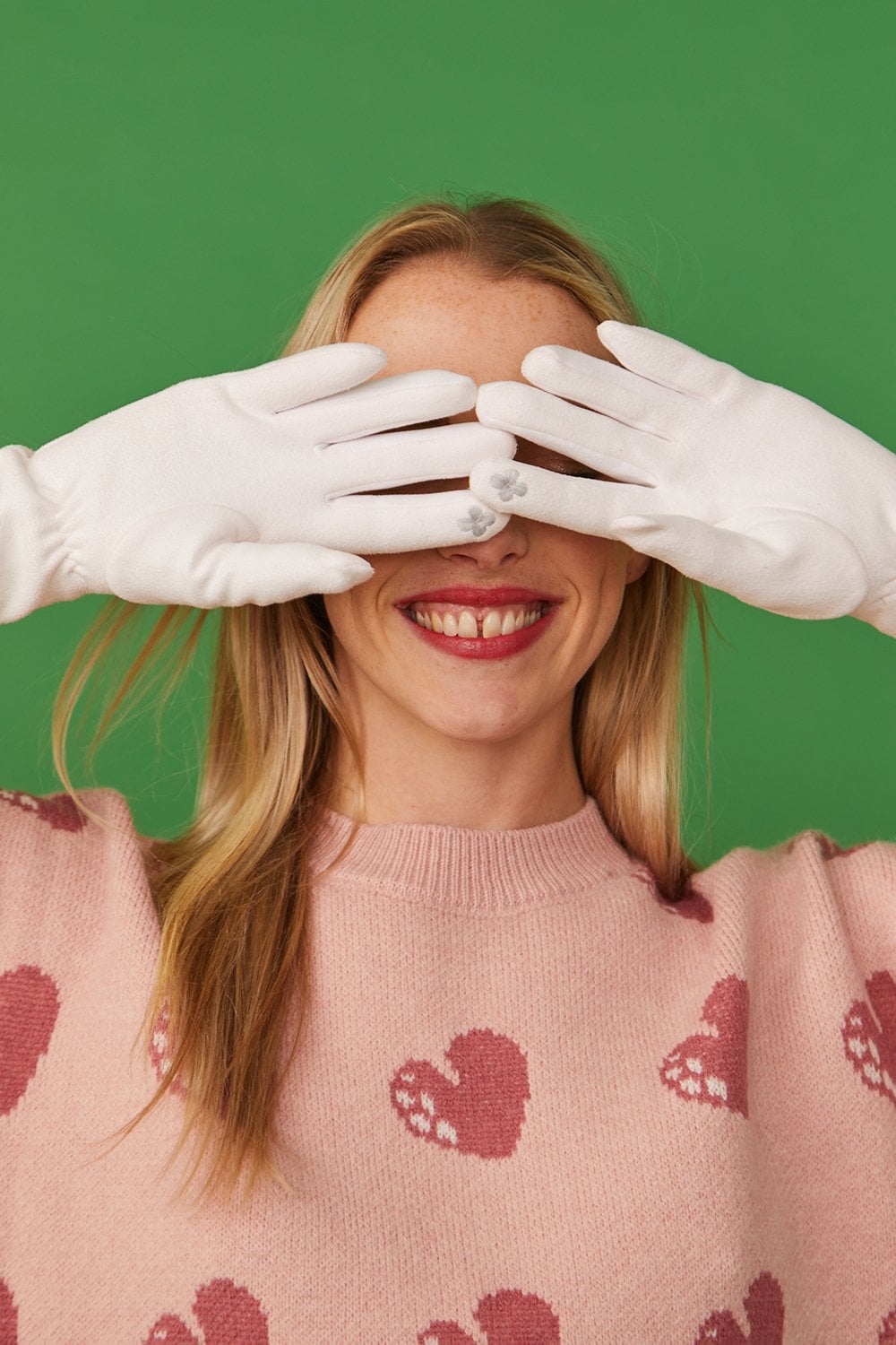 Faux Suede Gloves With Faux Fur Pom