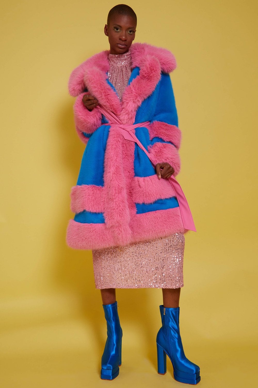 Handmade Bamboo Faux Fur Midi Coat