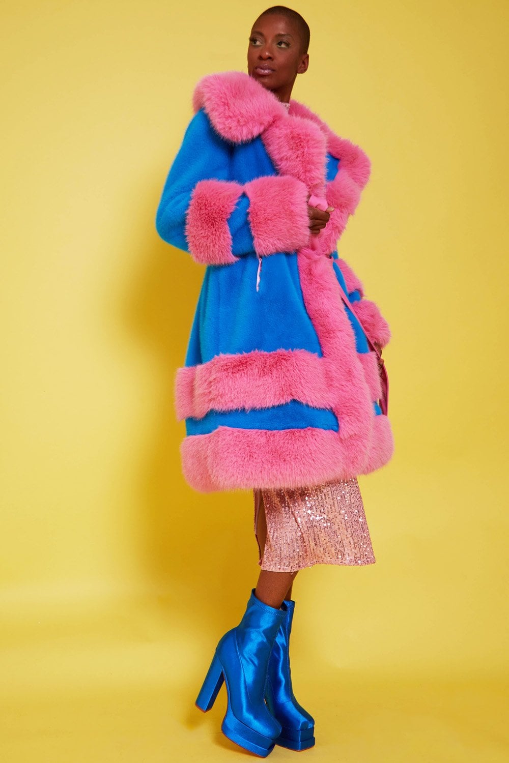 Handmade Bamboo Faux Fur Midi Coat