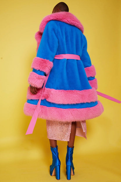 Handmade Bamboo Faux Fur Midi Coat